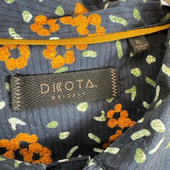Dakota Grizzly NWOT Navy Orange Floral Pattern Short Sleeve Button Up Shirt XL - Picture 4 of 6